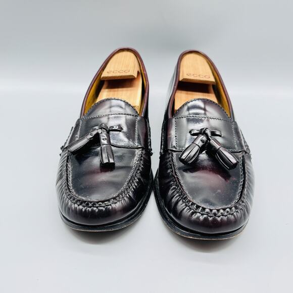 Cole Haan Shoes Mens 11.5 Burgundy Leather Tassel Loafers Dress Moc Toe Slip On - Picture 3 of 13
